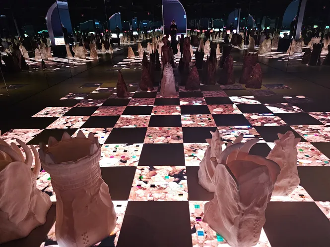 Abstract chess set at Mercer Labs, Museum of Art and Technology in NYC