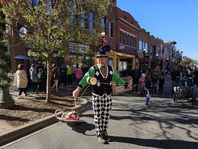 Performer at ChristmasVille in Rock Hill in York County, SC